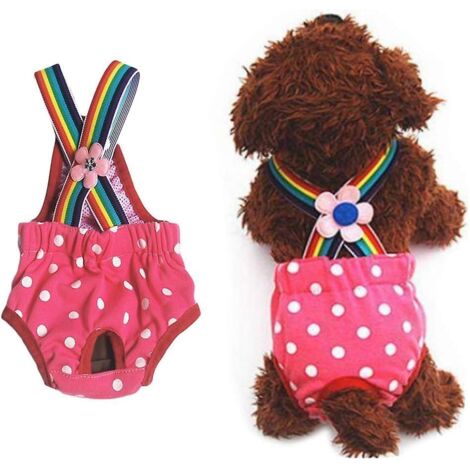 Couches lavables pour petits chiens avec bretelles, culottes hygiéniques et physiologiques pour animaux de compagnie (1/5)