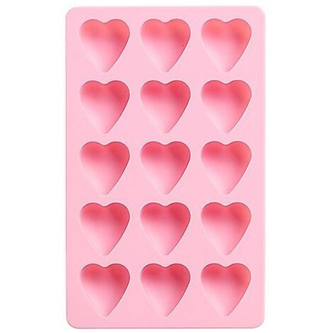 Moule à glaçons en silicone rose en forme de cœur, 18 x 11,2 x 1,8 cm (1/4)
