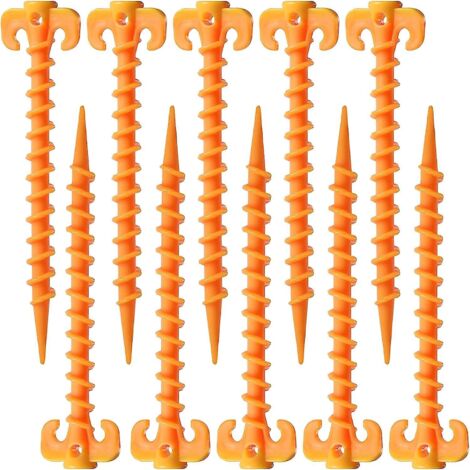 Piquets de sol en plastique PP de qualité - Piquets de tente pour le camping en plein air, la plage, la jungle et la boue - Jaune (25,3 cm x 5 cm) (1/5)