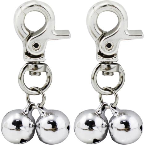 Paire de pendentifs clochette argentés pour collier de chien ou de chat (1/5)