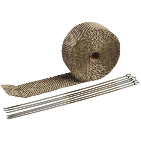 Ruban isolant thermique en titane Magma avec 4 attaches de câble en acier inoxydable pour collecteur d'échappement de moto (1/5)