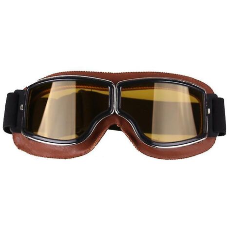Lunettes de moto Harley rétro marron et jaune coupe-vent pour la conduite tout-terrain en extérieur (1/5)