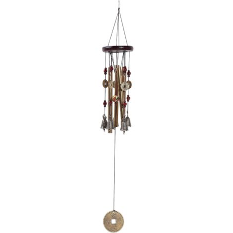 Carillon d'extérieur traditionnel chinois en bronze avec 4 tubes et 5 cloches - 60 cm (1/5)