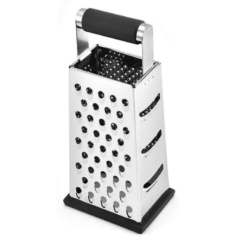 Râpe verticale à quatre faces en acier inoxydable avec poignée antidérapante, idéale pour les concombres, les carottes, le fromage, le melon et les pommes de terre, avec éplucheur intégré. (1/5)