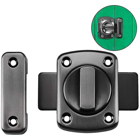 Loquet de porte en acier inoxydable brossé, dispositif antivol noir (1/4)