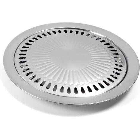 Poêle à griller ronde coréenne en acier inoxydable antiadhésif pour barbecue, camping et cuisine (1/5)