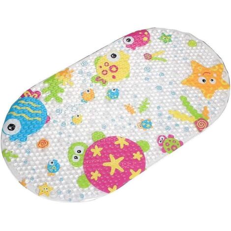 Tapis de bain antidérapant bleu marine pour enfants avec ventouses (1/3)