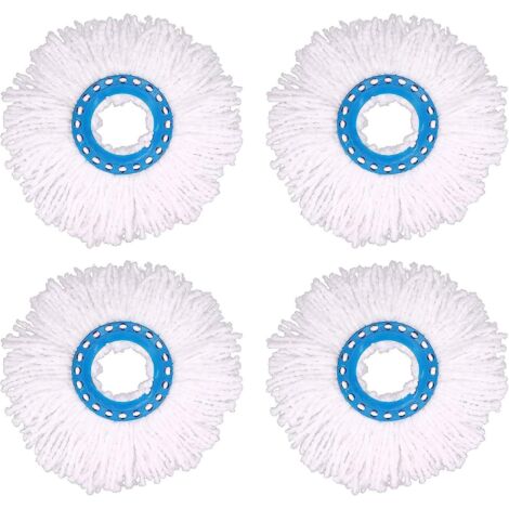 Lot de 4 têtes de balai en microfibre de rechange, têtes de balai rondes rotatives à 360 degrés pour le nettoyage des sols (16 cm de diamètre) (1/4)