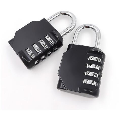 Cadenas à combinaison étanche noir à 4 chiffres (lot de 2) (1/5)