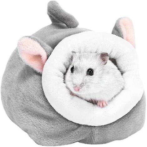 Mini-lit pour hamster en forme d'animal de dessin animé, nid douillet pour petits animaux - Gris (1/5)