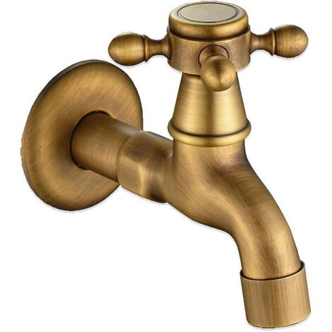 Robinet mural vintage en bronze à poignée unique pour lavabo de salle de bain - Robinet de nettoyage à serpillière avec interface G1/2 (1/5)