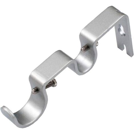 Support double robuste pour tringle à rideaux de 4,1 cm (1 5/8 po), non réglable, lot de 3, argent (1/5)