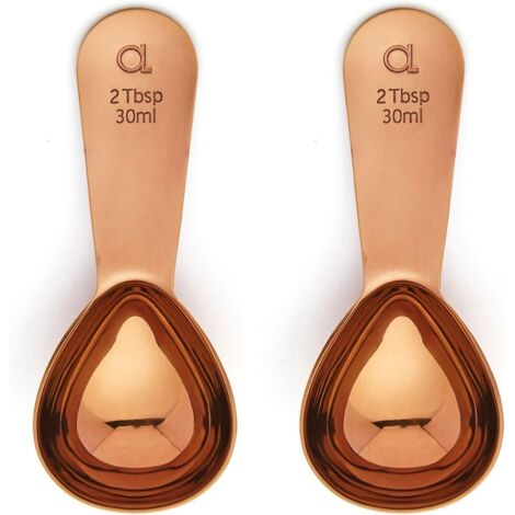 Ensemble de 2 cuillères doseuses à café en acier inoxydable - 2 cuillères à soupe - Idéales pour le café, le thé et plus encore - Or rose (1/5)