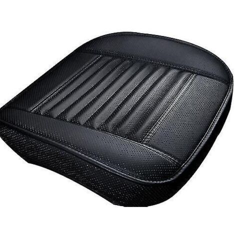 Housse de siège avant de voiture en cuir respirant, noire. (1/4)