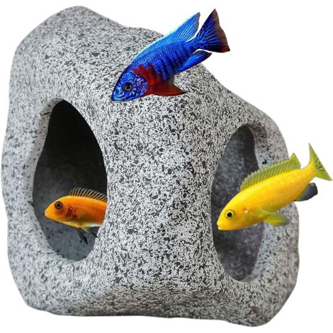 Cachette en céramique pour aquarium, idéale pour la reproduction, le jeu et le repos - Pierre décorative sûre et non toxique pour les poissons combattants (1/4)