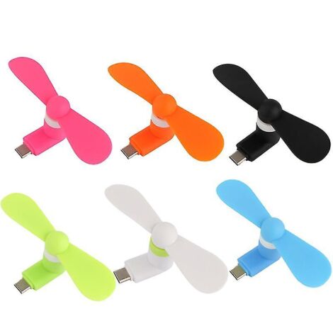 Lot de 6 mini ventilateurs USB-C pour téléphones portables - Ventilateurs de voyage portables (couleurs assorties) (1/3)