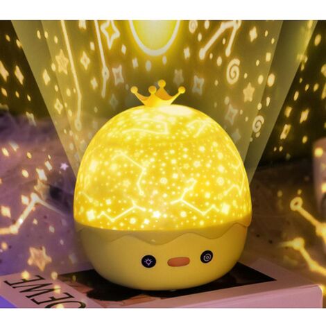 Veilleuse projecteur rotative à 360° pour enfants avec 6 projections lumineuses et 8 musiques relaxantes - Idéale pour les enfants, les anniversaires et Halloween (1/5)