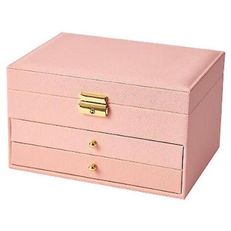 Petite boîte à bijoux rectangulaire pour femmes et filles - Rose (1/4)
