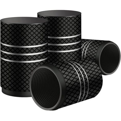Lot de 4 bouchons de valve automobile en aluminium - Noir (1/5)