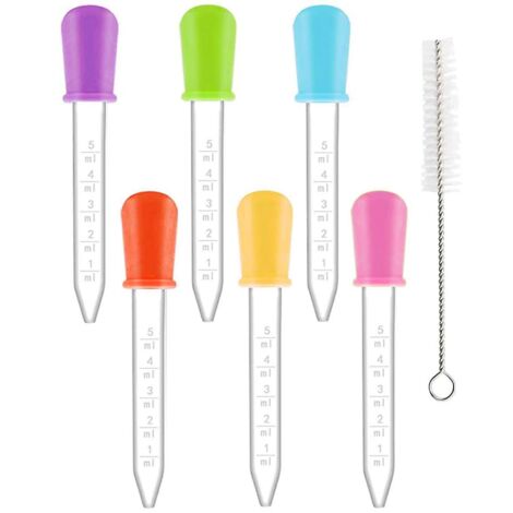 Ensemble de pipettes graduées en plastique avec goupillon de nettoyage - Capacité de 5 ml - Idéal pour les laboratoires pour enfants, les aliments, les bonbons, les animaux de compagnie et les plantes (1/5)