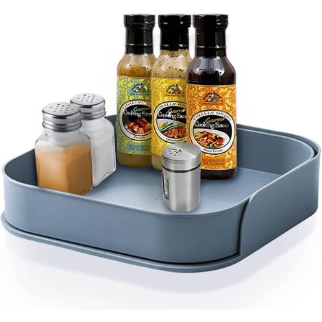 Plateau tournant gris à épices, idéal pour placard, réfrigérateur, plan de travail de cuisine ou bureau. (1/5)