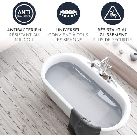 Tapis de bain antidérapant pour peaux sensibles, résistant à la moisissure et lavable en machine, sans BPA, 88 x 40 cm, blanc (1/4)