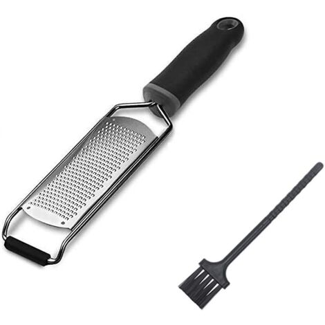 Râpe à fromage et zesteur à citron en acier inoxydable avec poignée en caoutchouc souple - Accessoire de cuisine multifonction, facile à utiliser et compatible lave-vaisselle (1/5)