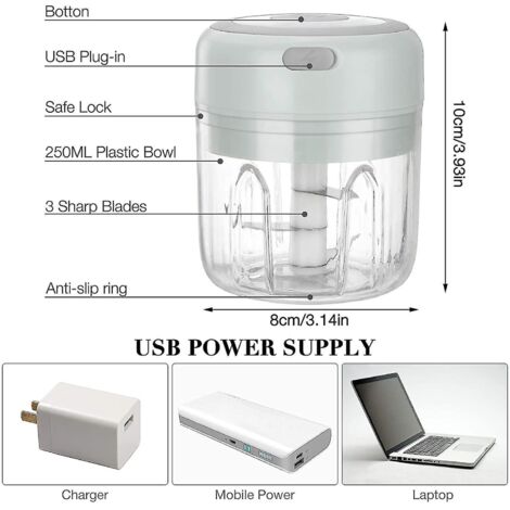 Hachoir électrique multifonction rose rechargeable USB 250 ml (1/3)