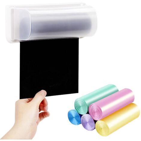 Boîte de rangement murale en plastique durable pour sacs poubelles, idéale pour la cuisine et la salle de bain. (1/3)