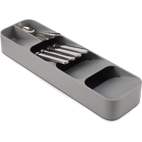 Organisateur de tiroir compact gris pour couverts, 11 x 39,5 x 5,7 cm (1/5)