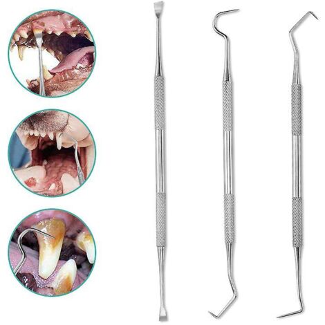 Kit de nettoyage des dents pour chien - Lot de 3 outils dentaires en acier inoxydable pour l'élimination du tartre (1/5)