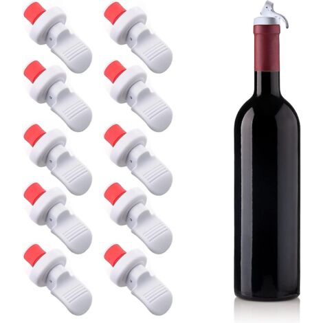 Lot de 10 bouchons en plastique pour bouteilles de vin, pour la mise sous vide (1/5)