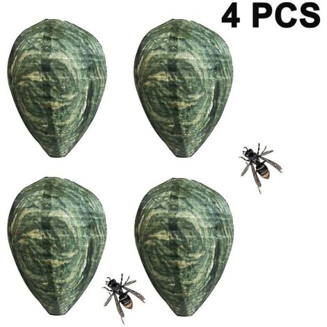Lot de 4 faux nids de guêpes imperméables pour éloigner les bourdons, nids de guêpes suspendus en tissu non toxique pour une utilisation extérieure à la maison et au jardin (vert foncé) (1/5)