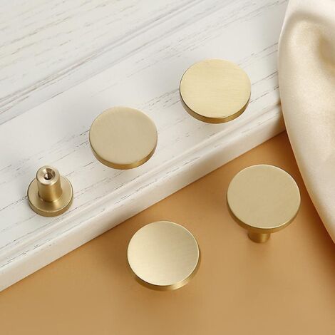 Boutons de tiroir ronds dorés - Lot de 12 pour commode, armoire, meuble (1/3)