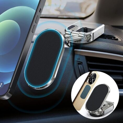 Support magnétique pliable à 360° pour téléphone de voiture, compatible avec iPhone et autres smartphones (1/4)