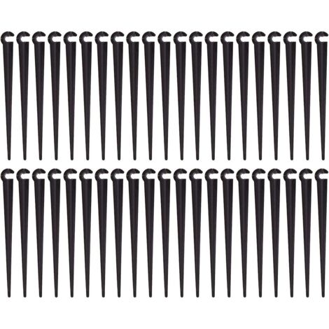 Lot de 100 piquets de support en plastique pour tuyau d'irrigation goutte à goutte (1/5)