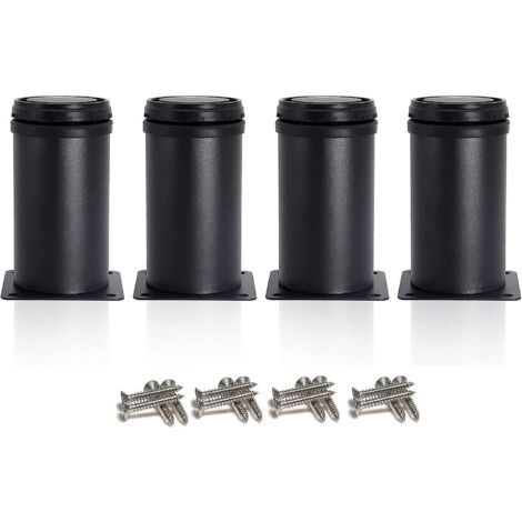 Pieds de meuble réglables noirs, pieds en acier inoxydable - Hauteur 80 mm, réglable de 0 à 15 mm (1/5)