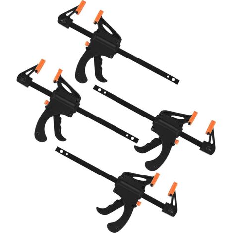 Ensemble de 4 serre-joints à cliquet à dégagement rapide, pour le travail du bois et du plastique - 10 cm (1/5)