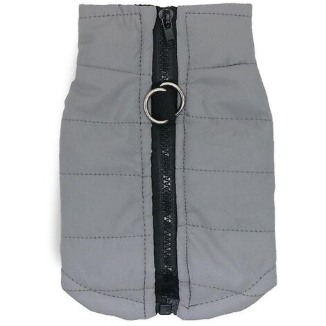 Manteau d'hiver imperméable pour animaux de compagnie avec anneau en D pour petits chiens et chats, manteau rembourré avec fermeture éclair pour Chihuahua, Yorkshire et chaton, gris, taille S (1/4)