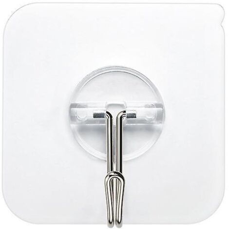 Lot de 6 crochets adhésifs transparents - Charge maximale : 5 kg - Idéal pour la salle de bain, la cuisine, le plafond, le mur, la porte et le porte-serviettes (1/5)