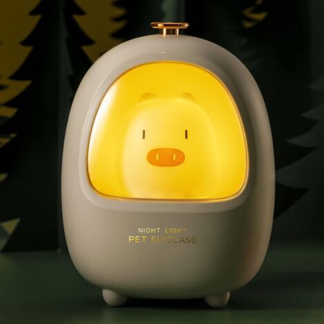 Veilleuse enfant cochon mignon, rechargeable USB, portable, lampe de chevet blanche (1/5)