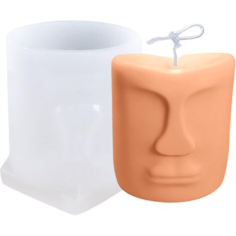 Moule en silicone pour bougie à visage abstrait et en résine pour aromathérapie (1/5)