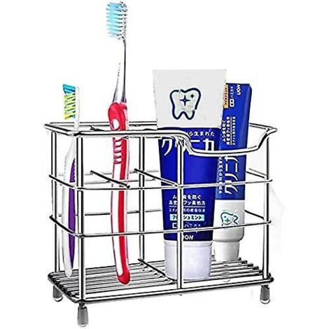 Porte-brosse à dents en acier inoxydable à 5 compartiments, antirouille et polyvalent pour la salle de bain - Argent (1/5)