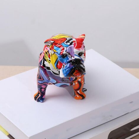 Adorables sculptures de bouledogues dessinées à la main, artisanat d'art, statues d'animaux à poser sur une table ou à décorer la maison. (1/5)