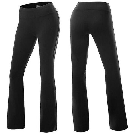 Pantalon de yoga femme, coupe bootcut, legging de jogging, pantalon évasé, jambes larges, taille L, noir (1/5)
