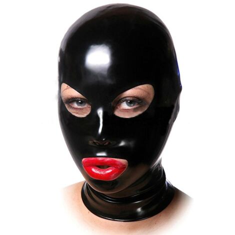 Cagoule unisexe en latex avec ouverture pour la bouche, couvre-chef pour femmes et hommes, masque intégral, cagoule, déguisement, type BS