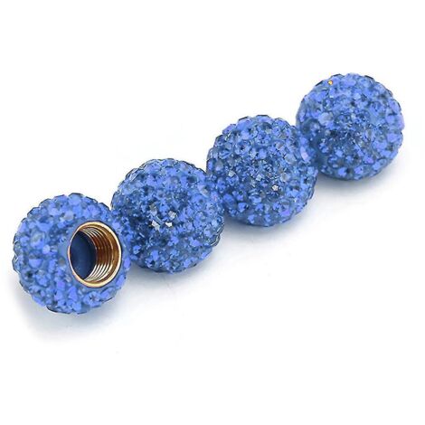 4x Bouchons de valve de pneu de voiture faits main avec strass en cristal, bleus (1/5)