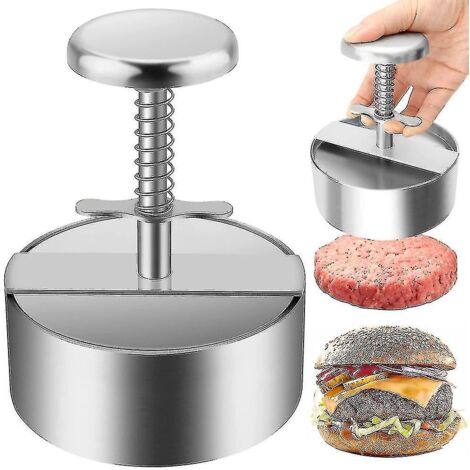 Presse à hamburgers Homemiyn, presse à hamburgers haut de gamme en acier inoxydable, machine à steaks hachés réglable (1/4)