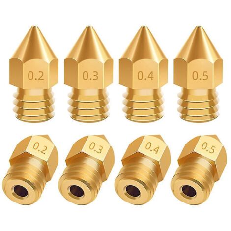 5/10 buses d'extrusion en laiton MK8 de 1,75 mm pour imprimantes 3D Anet A8, A8plus, Creality Ender 3, 3s Pro V2 et CR10 (diamètres de buse : 0,2-1,0-0,8 mm). (1/4)