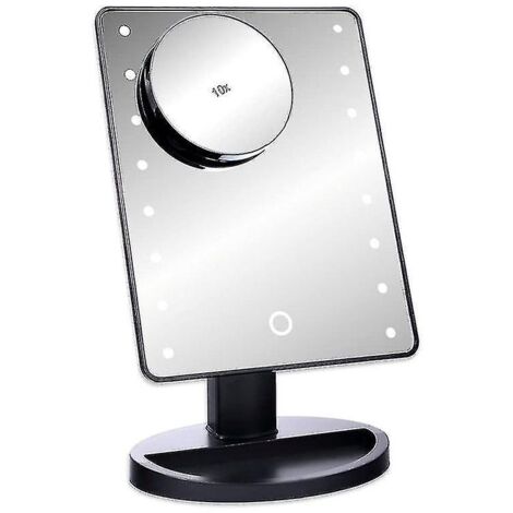Miroir de maquillage LED Schramm, noir, grossissement x10, miroir sur pied avec éclairage LED, miroir cosmétique (1/3)